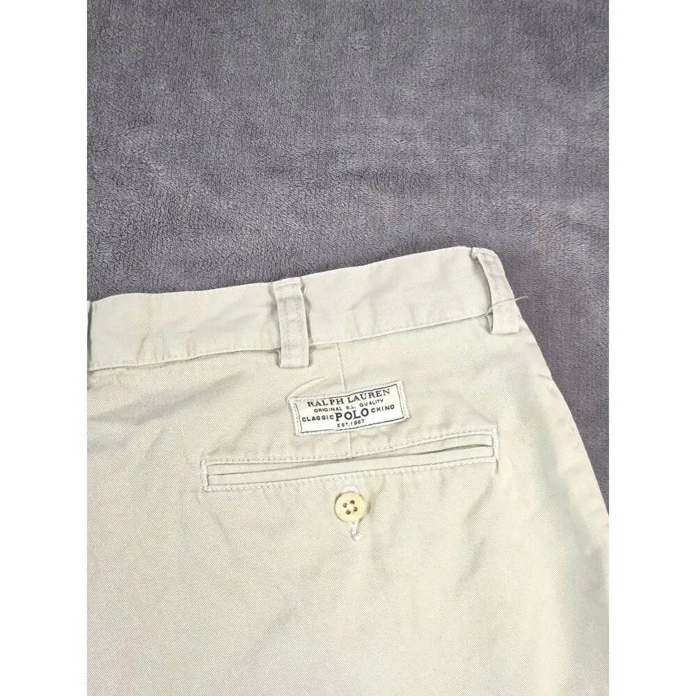Polo Ralph Lauren Men's Beige Tyler Shorts Size 34 Classic Chino 100% Cotton C36